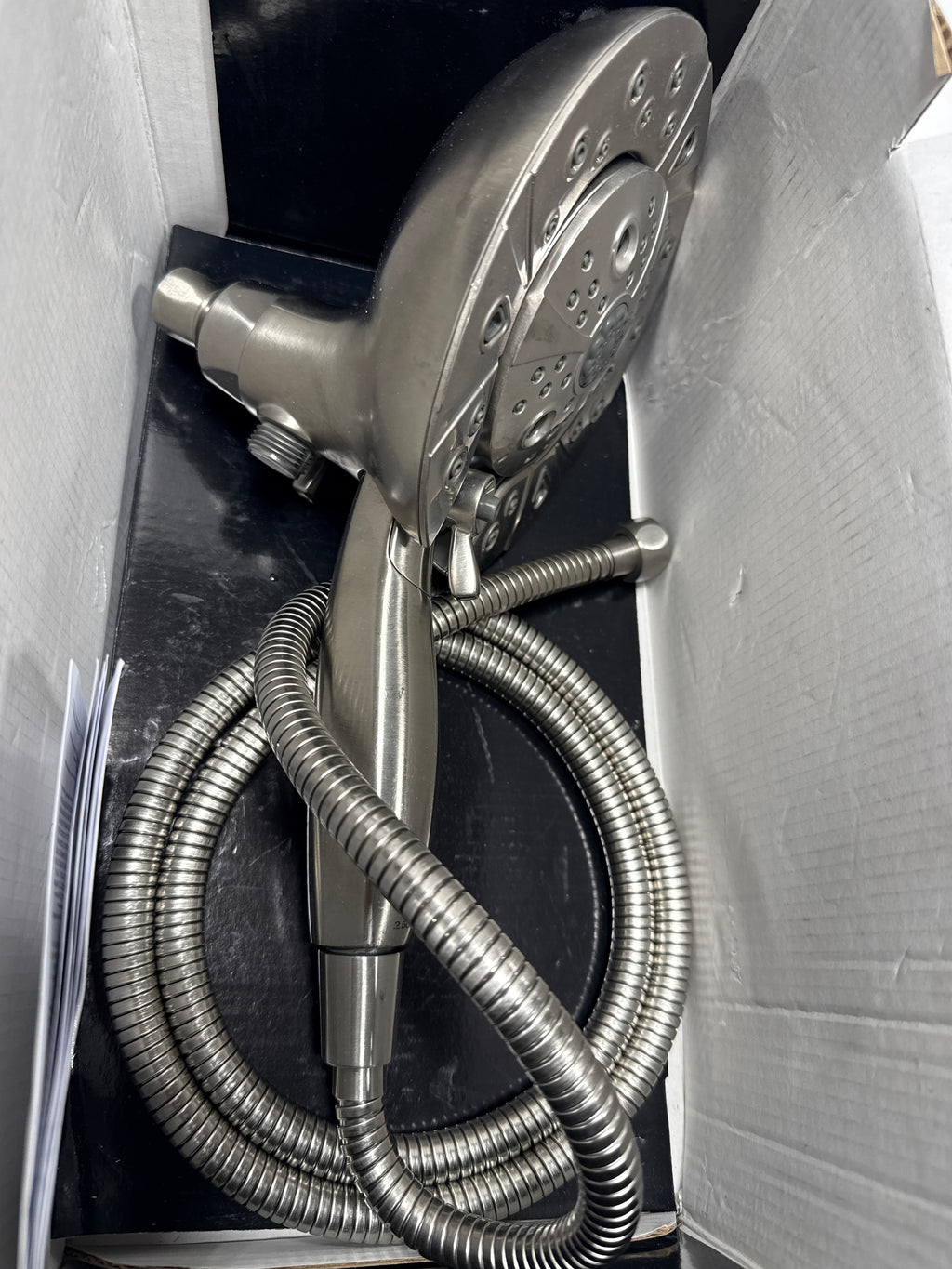 Used Delta In2ition 2.5 GPM Multi Function Shower Head with Touch-Clean, MagnaTite, and H2Okinetic Technology