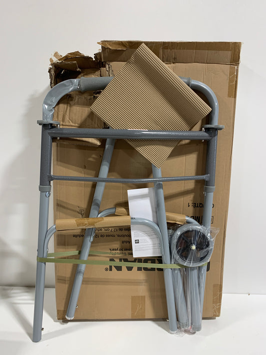 Dent Medline Lightweight Folding Walkers for Seniors, Adults with 5” Wheels, Steel Frame Supports up to 400 lbs.