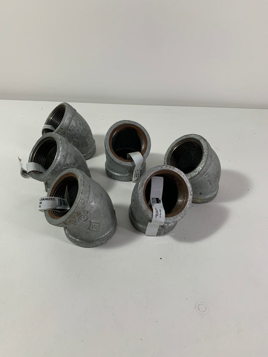 Lot of 6 1-1/2 in. FPT X FPT Galvanized Malleable Iron 45° Elbow Fitting