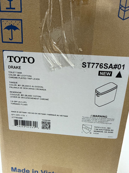 TOTO® Drake® 1.6 GPF Toilet Tank with WASHLET®+ Auto Flush Compatibility Cotton White - ST776SA#01