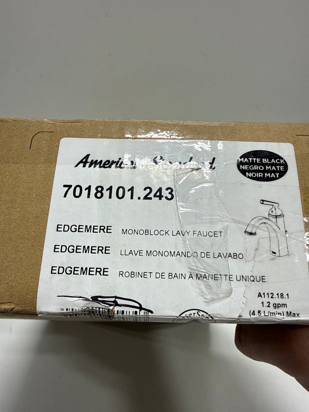American Standard 7018101.243 Edgemere Single Control Bathroom Faucet, Matte Black