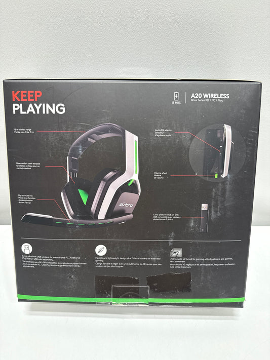 Used ASTRO Gaming A20 Wireless Headset Gen 2 for Xbox Series X | S Xbox One PC & Mac - White /Green - *Headphones &