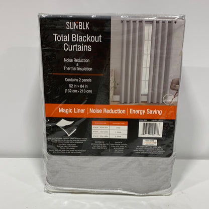 SunBlk Total Blackout Curtains in Kinsley Silver 52x84" 2 Panels