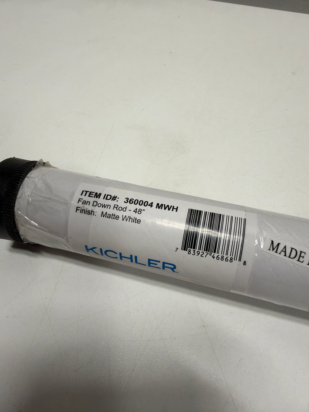 Kichler 360004 48" Ceiling Fan Downrod for 13' Ceilings Matte White Lighting Accessories and Parts Ceiling Fan Accessories Downrods