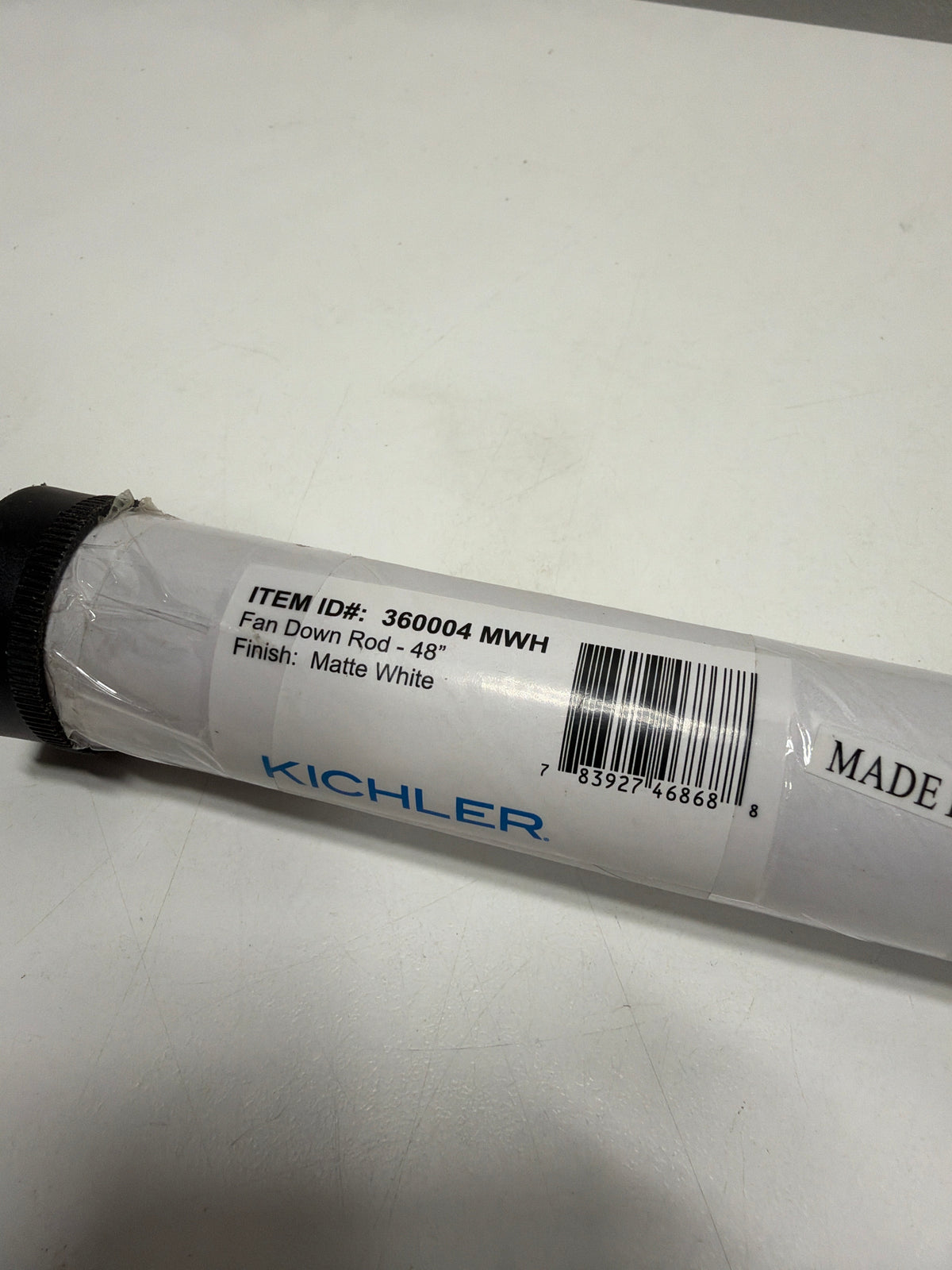 Kichler 360004 48" Ceiling Fan Downrod for 13' Ceilings Matte White Lighting Accessories and Parts Ceiling Fan Accessories Downrods