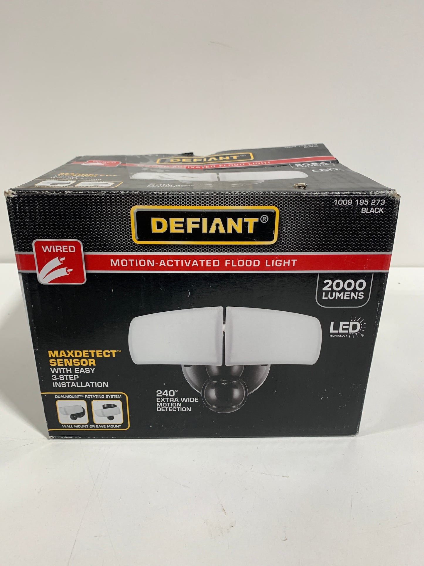 MaxDetect 240 Black Motion Sensor Wired Outdoor 2-Head LED Security Flood Light 2000 Lumens