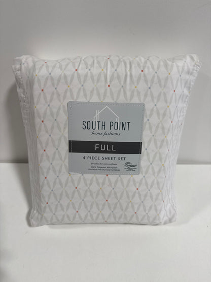 4-Piece Printed Sheet Set - 17" Extra Deep | Cool, Crisp, Breathable Bed Sheets - Brushed for Softness (Maise Geo, Full)