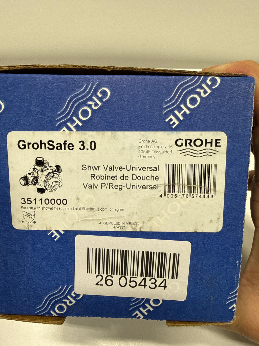 GrohSafe 3.0 1/2 in. Universal Inlets/Outlets Pressure Balance Rough-in Valve with Service Stops