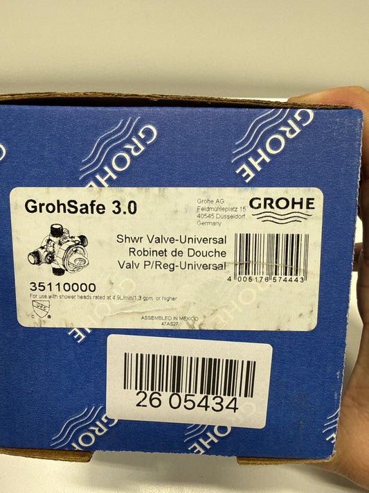 GrohSafe 3.0 1/2 in. Universal Inlets/Outlets Pressure Balance Rough-in Valve with Service Stops