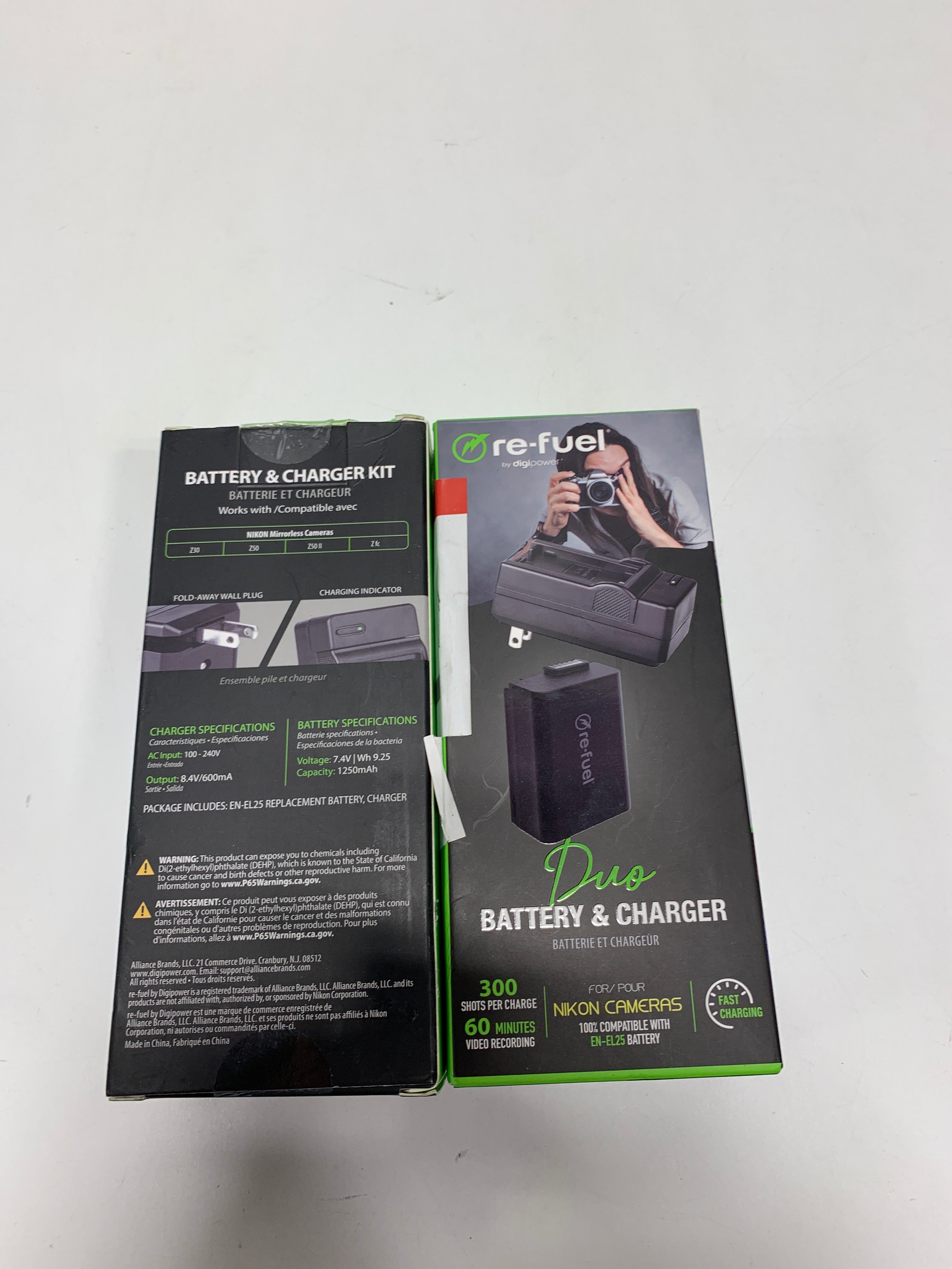 2 x Digipower - Digital Camera Battery & Charger Kit, Replacement for Nikon EN-EL25 Battery and OEM Charger - Black