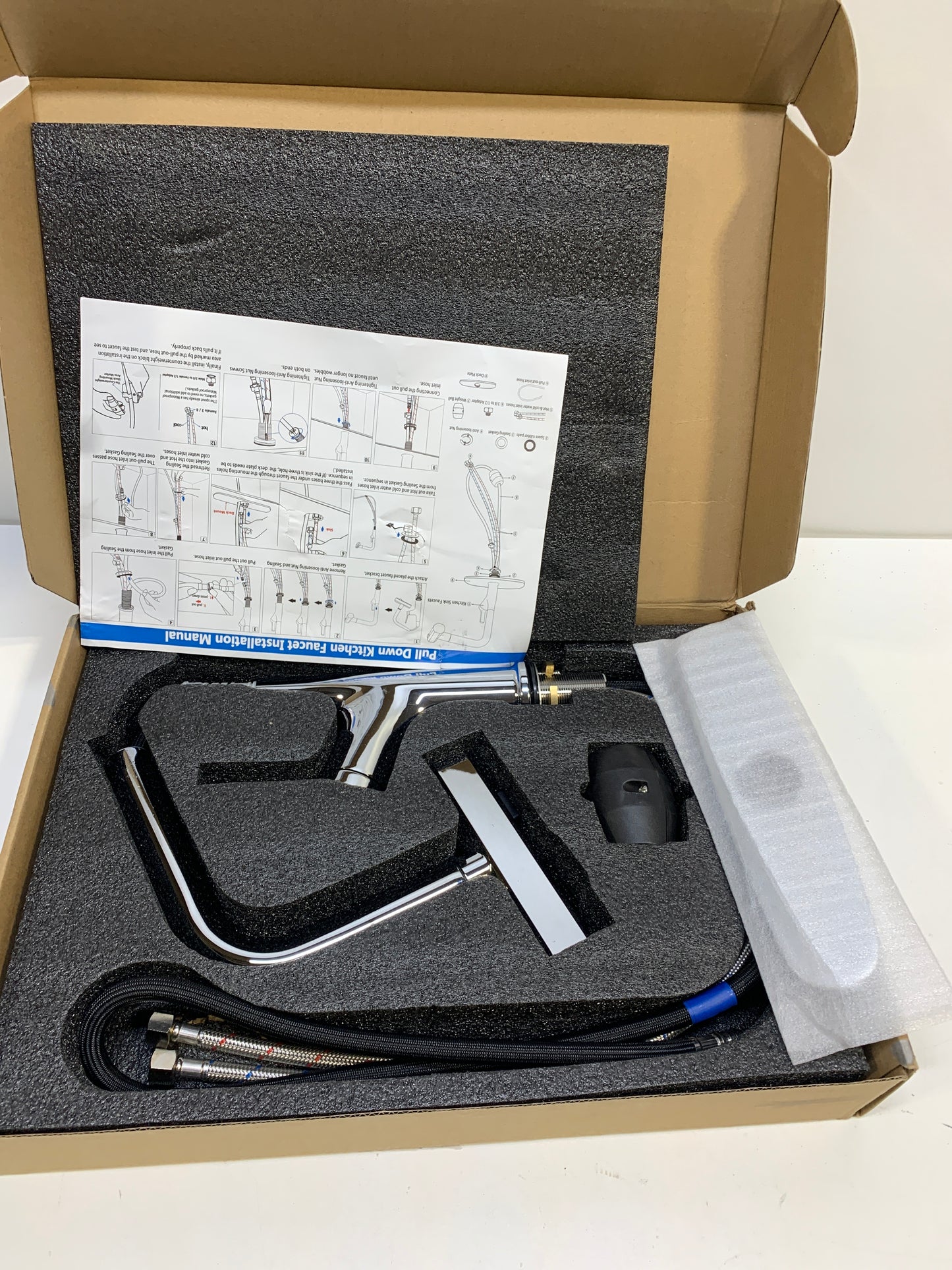 Waterfall Kitchen Faucet with Pull Down Sprayer Kitchen Sink Faucet with Sprayer - 3 Modes Chrome Modern Kitchen Faucets