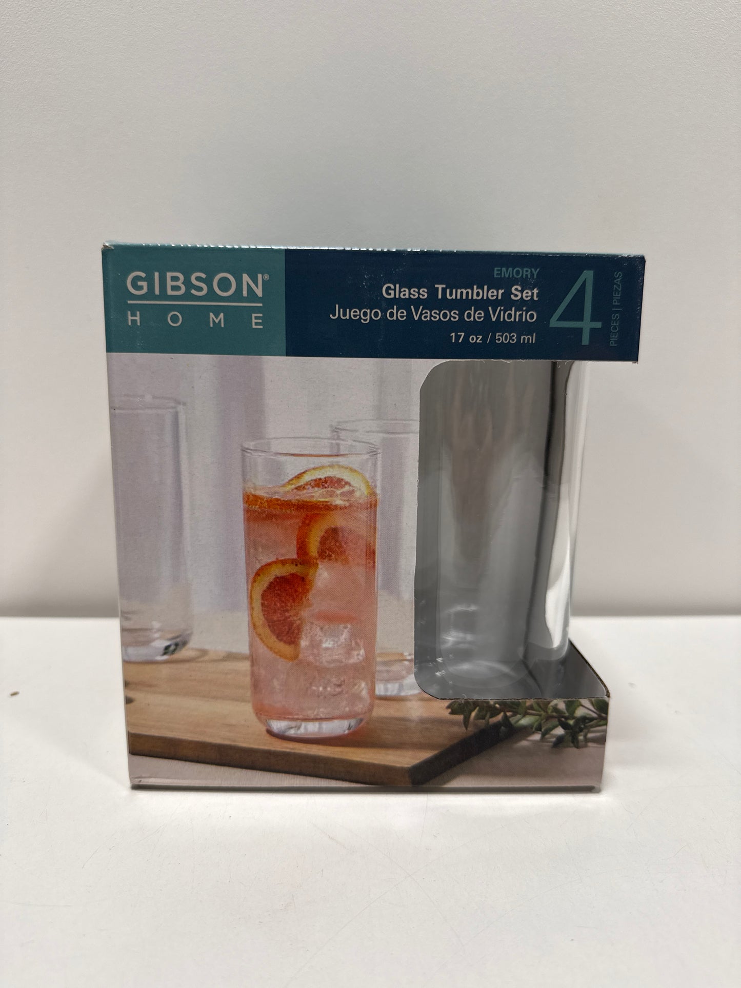 4 x Gibson Home 144623.04 17 Oz Emory Clear Glass Tumbler Set