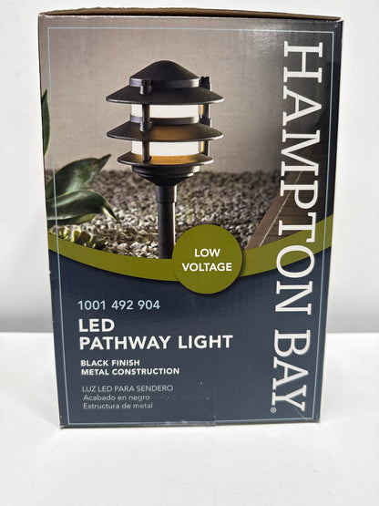 Hampton Bay Elmore Low Voltage Black Integrated LED 3-Tier Metal Outdoor Landscape Path Light