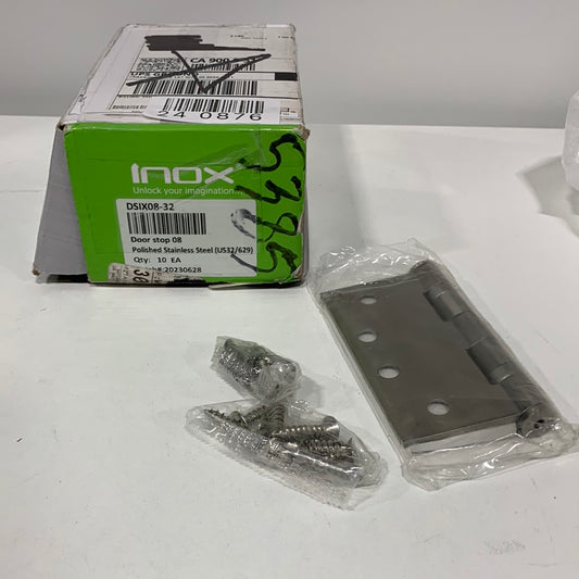 INOX HG Series Stainless Steel 4" x 4" Ball Bearing Square Corner Mortise Door Hinge - Single Hinge