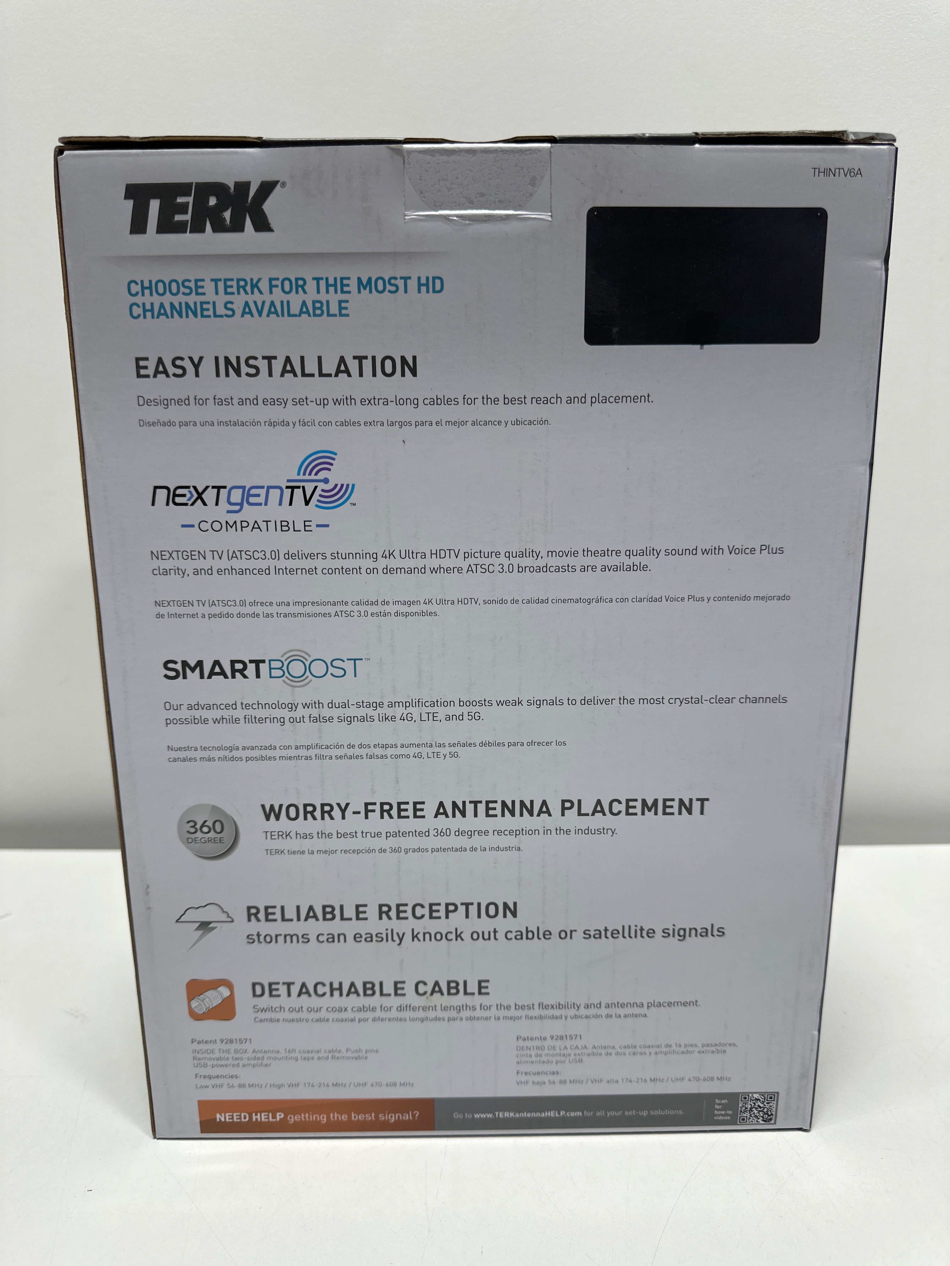 TERK - Amplified Multi-Directional Ultra-Thin XL HDTV Antenna - Reversible for Black or White