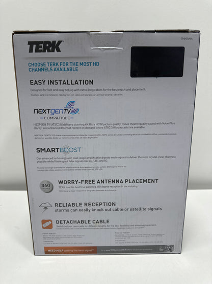 TERK - Amplified Multi-Directional Ultra-Thin XL HDTV Antenna - Reversible for Black or White
