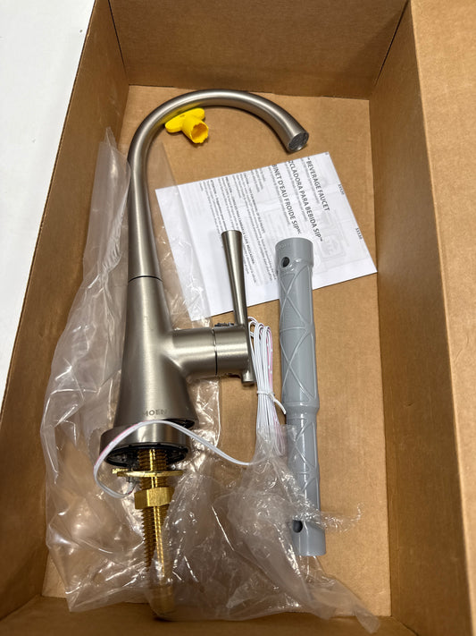 See Desc. - Moen S5560SRS Spot Resist Stainless Kurv One-Handle High Arc Single Mount Cold Water Beverage Faucet with Optional Filtration System