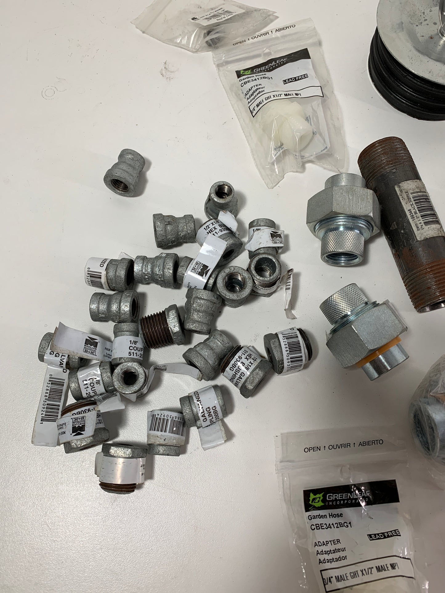 Lot of 40 Galvanized Plumbing Parts and more