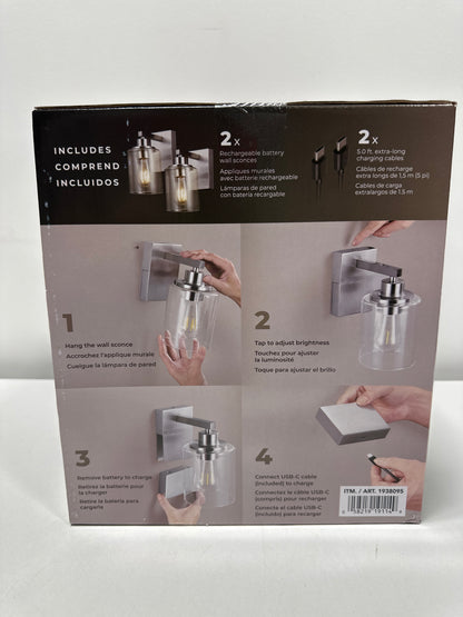 Globe Electric Rechargeable Glass Wall Sconce 2-pack - *Lighting & Electrical