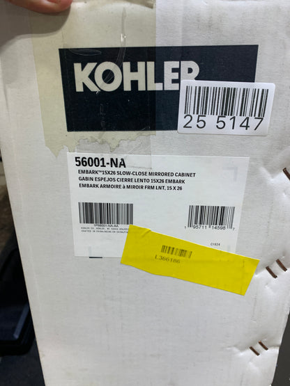 KOHLER Embark Medicine Cabinet, Deep Rectangular Storage with Adjustable Shelves and Mirrored Door, 15" x 26"