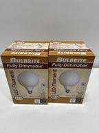 2 x Bulbrite 8.5 Watt Dimmable Milky Finish Globe G40 LED Light Bulb with Medium (E26) Base 2700K Warm White