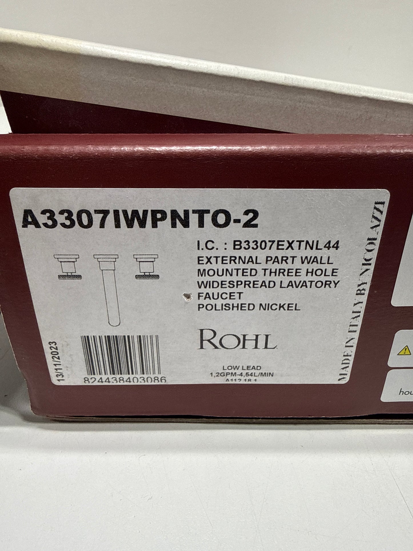 Rohl A3307IWTO-2 Campo 1.2 GPM Wall Mounted Widespread Bathroom Faucet Polished Nicke
