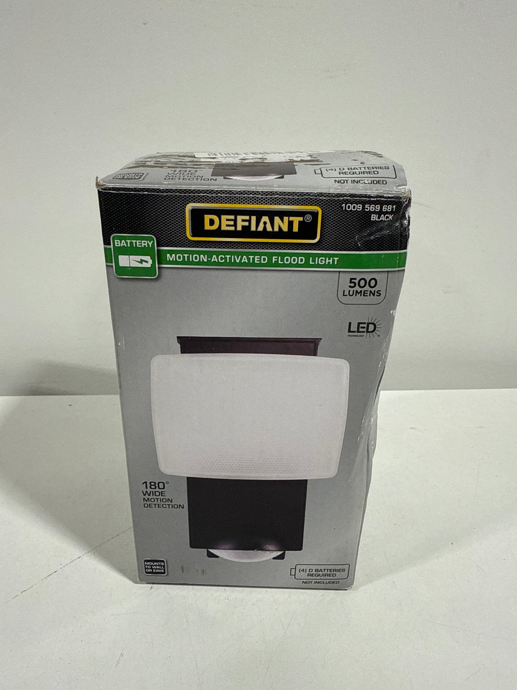 180° Black Motion Sensor Battery Powered Outdoor 1-Head Dusk to Dawn LED Security Flood Light 500 Lumens - *Lighting &