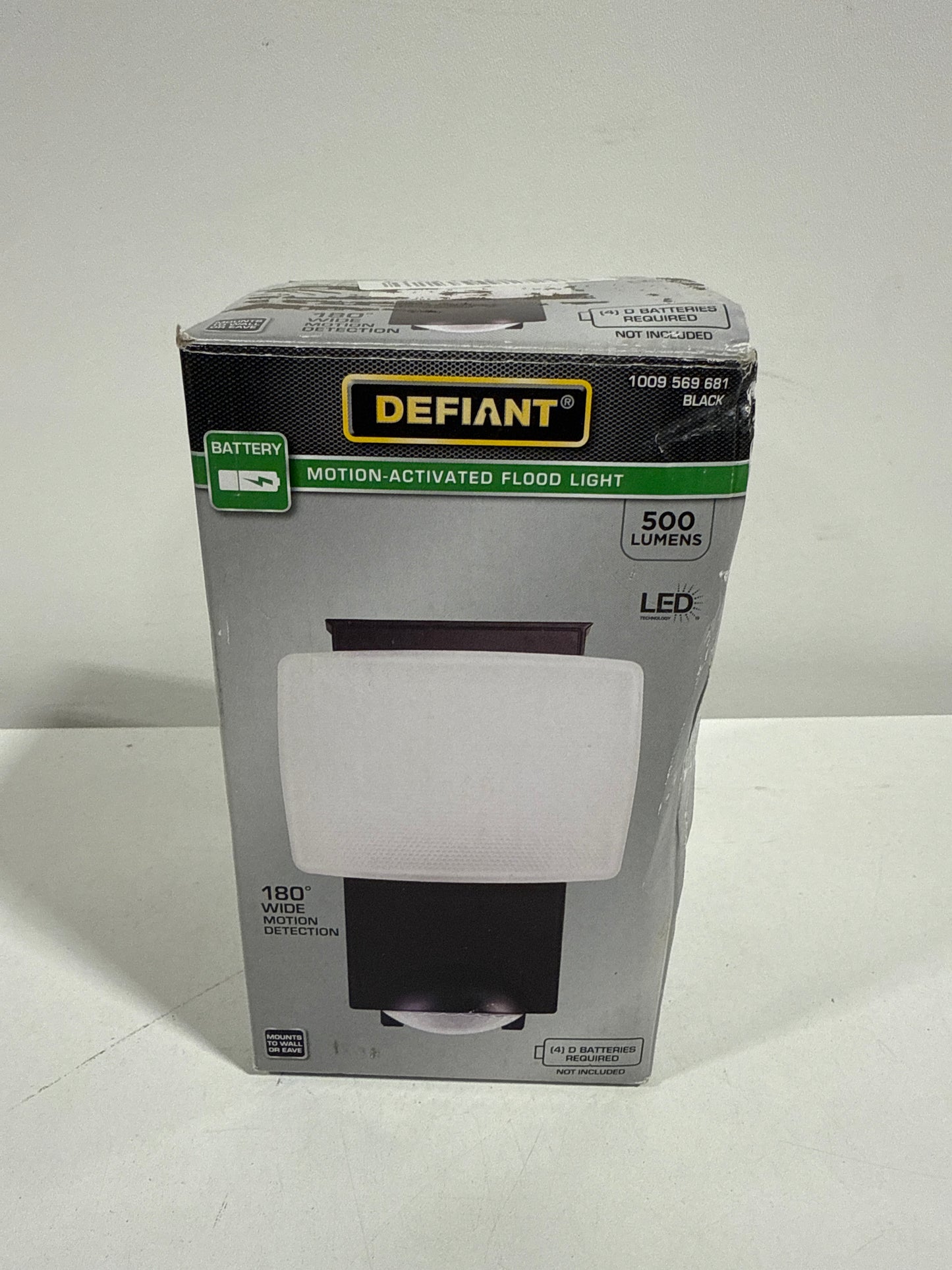 180° Black Motion Sensor Battery Powered Outdoor 1-Head Dusk to Dawn LED Security Flood Light 500 Lumens