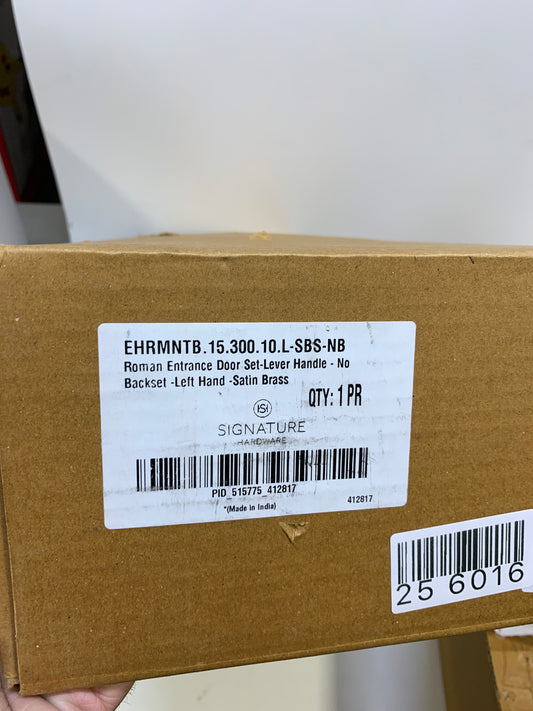 Signature Hardware 441380 Marconi Left Handed Solid Brass Full Plate Keyed Entry Single Cylinder Door Handleset with Interior Lever and 2-3/4" Backset