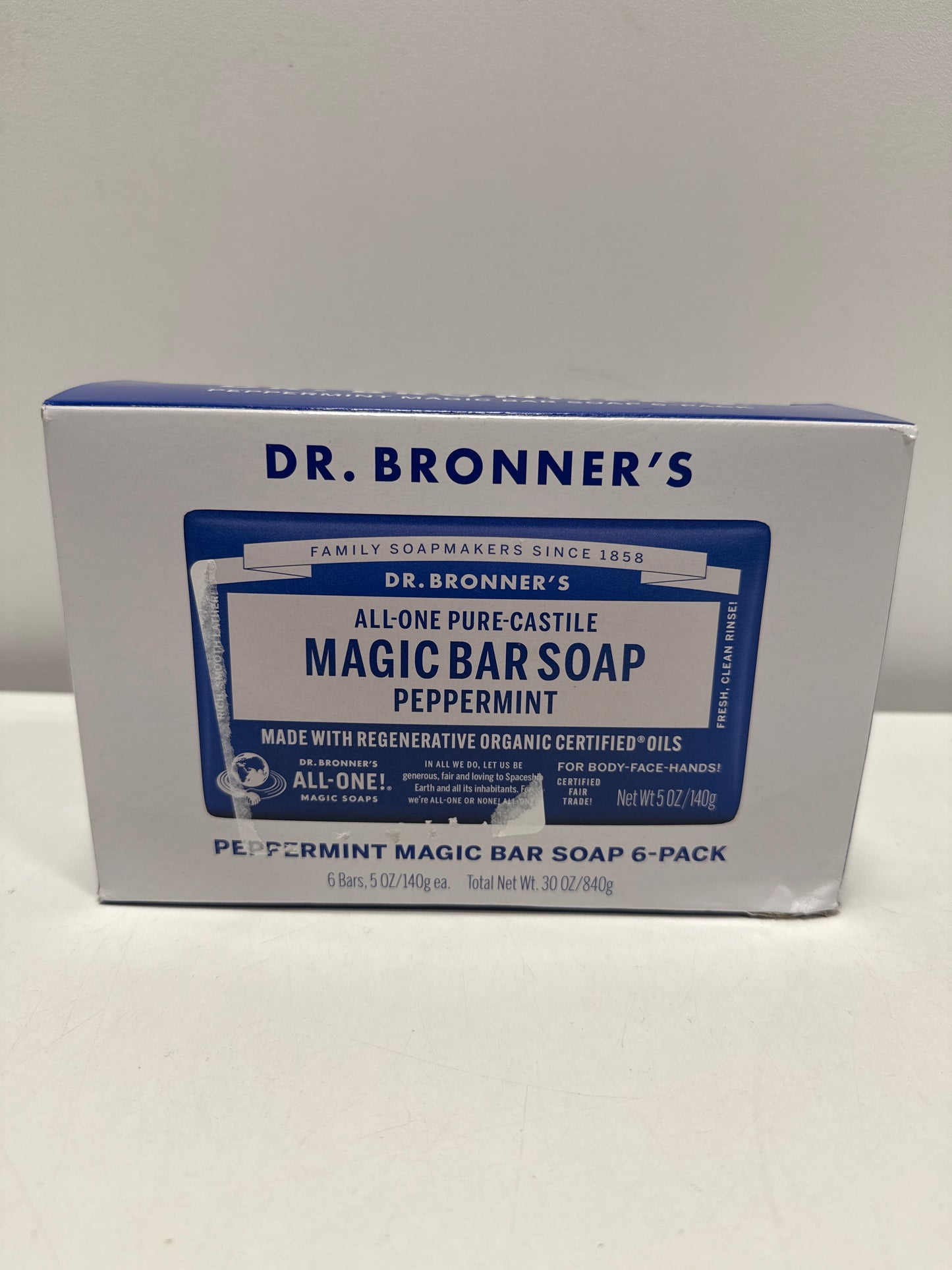 Dr Bronner S Pure Castille Peppermint Bar Soap 4-pack