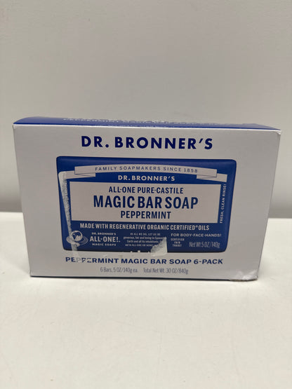 Dr Bronner S Pure Castille Peppermint Bar Soap 4-pack