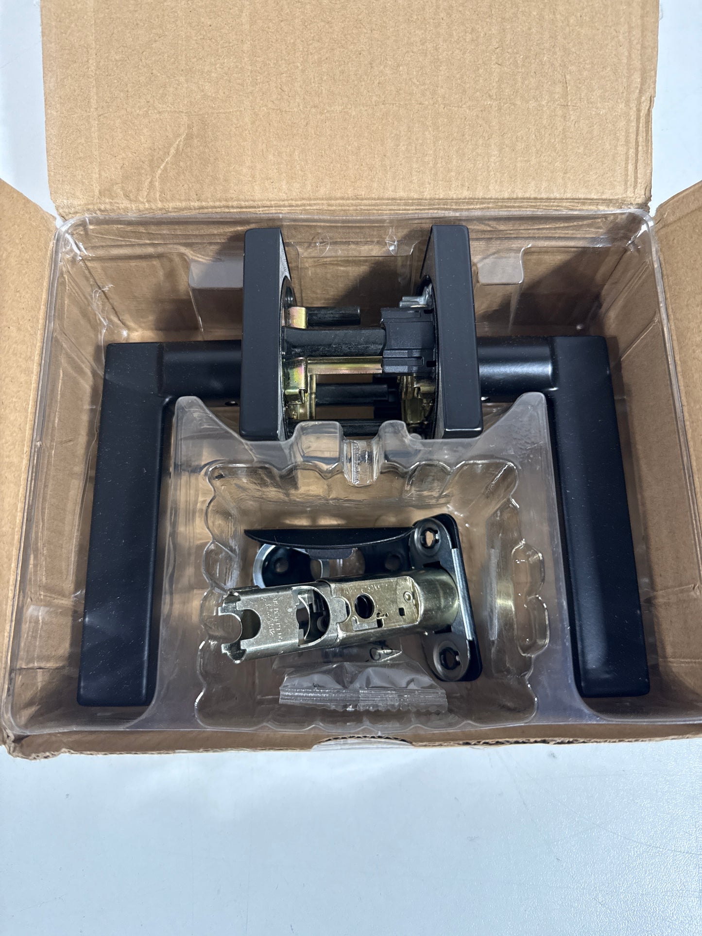 Kwikset Halifax Interior Privacy Door Handle with Lock, Door Lever For Bathroom and Bedroom, Matte Black Reversible Keyless Push Button Lock Door Lever, with Microban Protection, Square Rose