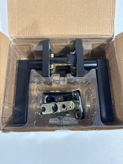 Kwikset Halifax Interior Privacy Door Handle with Lock, Door Lever For Bathroom and Bedroom, Matte Black Reversible Keyless Push Button Lock Door Lever, with Microban Protection, Square Rose