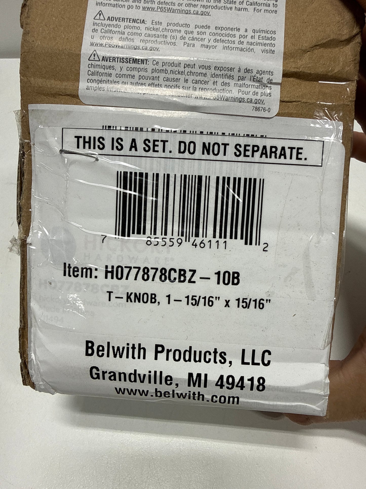 10 x Belwith BWH077878 CBZ 49 Mm Woodward T-Knob - Champagne Bronze