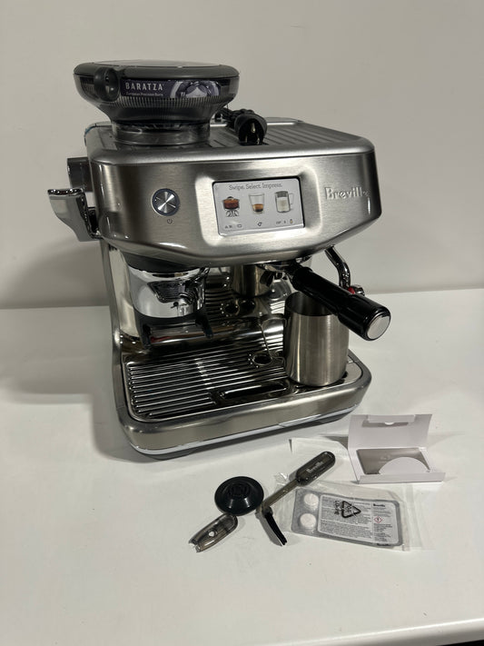 Scratch & Dent Breville the Barista Touch Impress Espresso Machine with Grinder & Milk Frother, Espresso Maker with Assisted Tamping, Cappuccino & Latte Machine