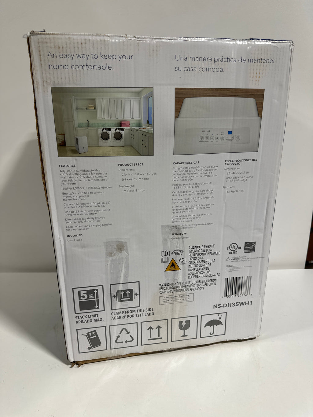Insignia - 35-Pint Dehumidifier with ENERGY STAR Certification - White - *Home Environment