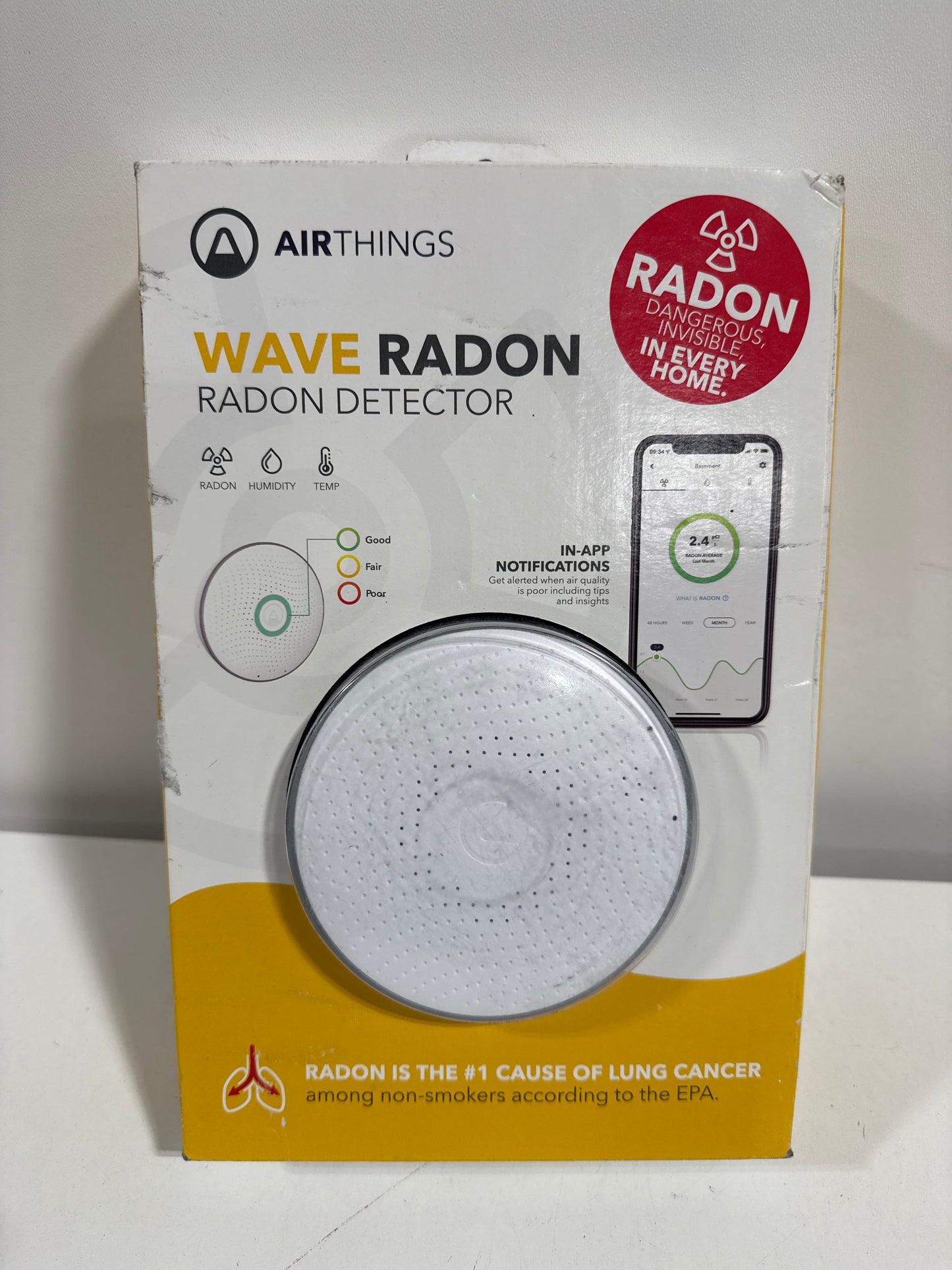 Wave Radon Battery Operated Smart Radon Detector