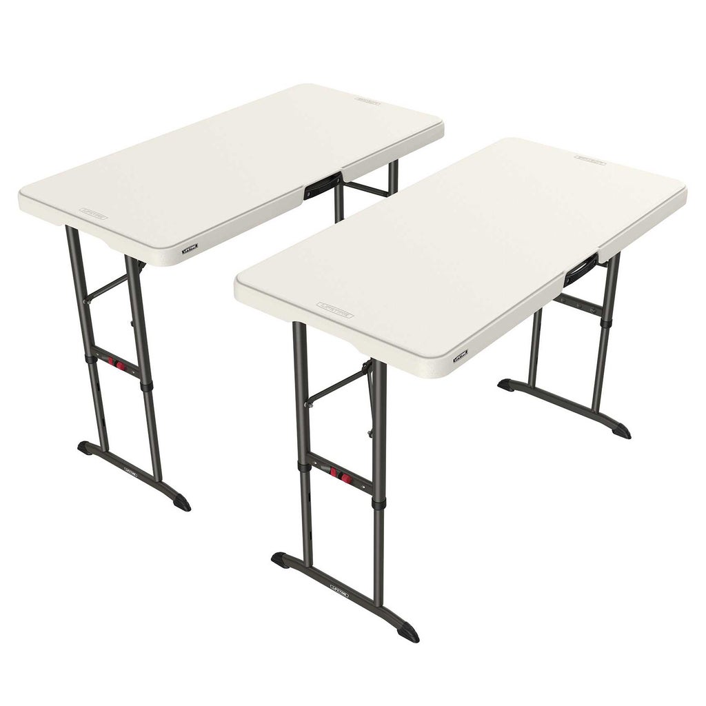 2 x Lifetime 4-Foot Commercial Adjustable Height Folding Table