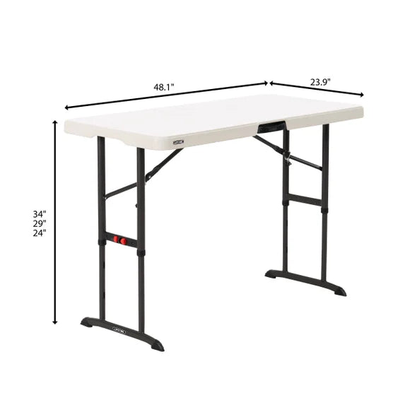 2 x Lifetime 4-Foot Commercial Adjustable Height Folding Table
