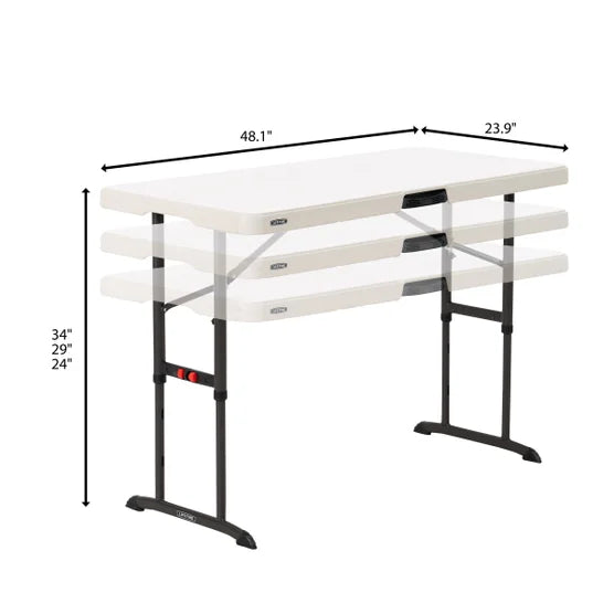 2 x Lifetime 4-Foot Commercial Adjustable Height Folding Table