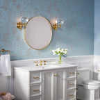 Kohler Essential 28 in. W X 28 in. H Round Framing Wall Mount Vanity Mirror with Modern Brushed Gold