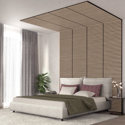 See Desc Artika Sonolok Wall Acoustic Panel Oak & Black Set 23.6" X 23.6" 5 Pack
