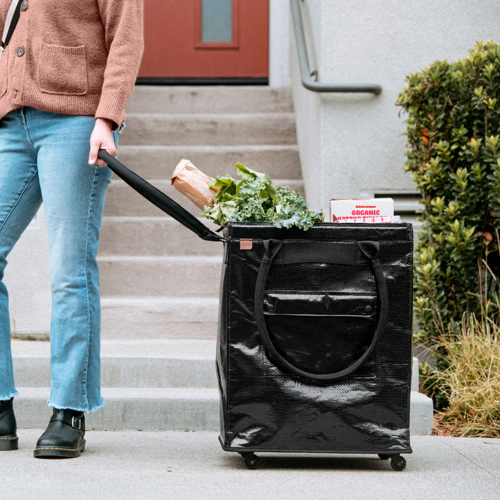 CleverMade Foldable Tote Bag on Wheels, 14Lx18Wx24H Soft Grip
