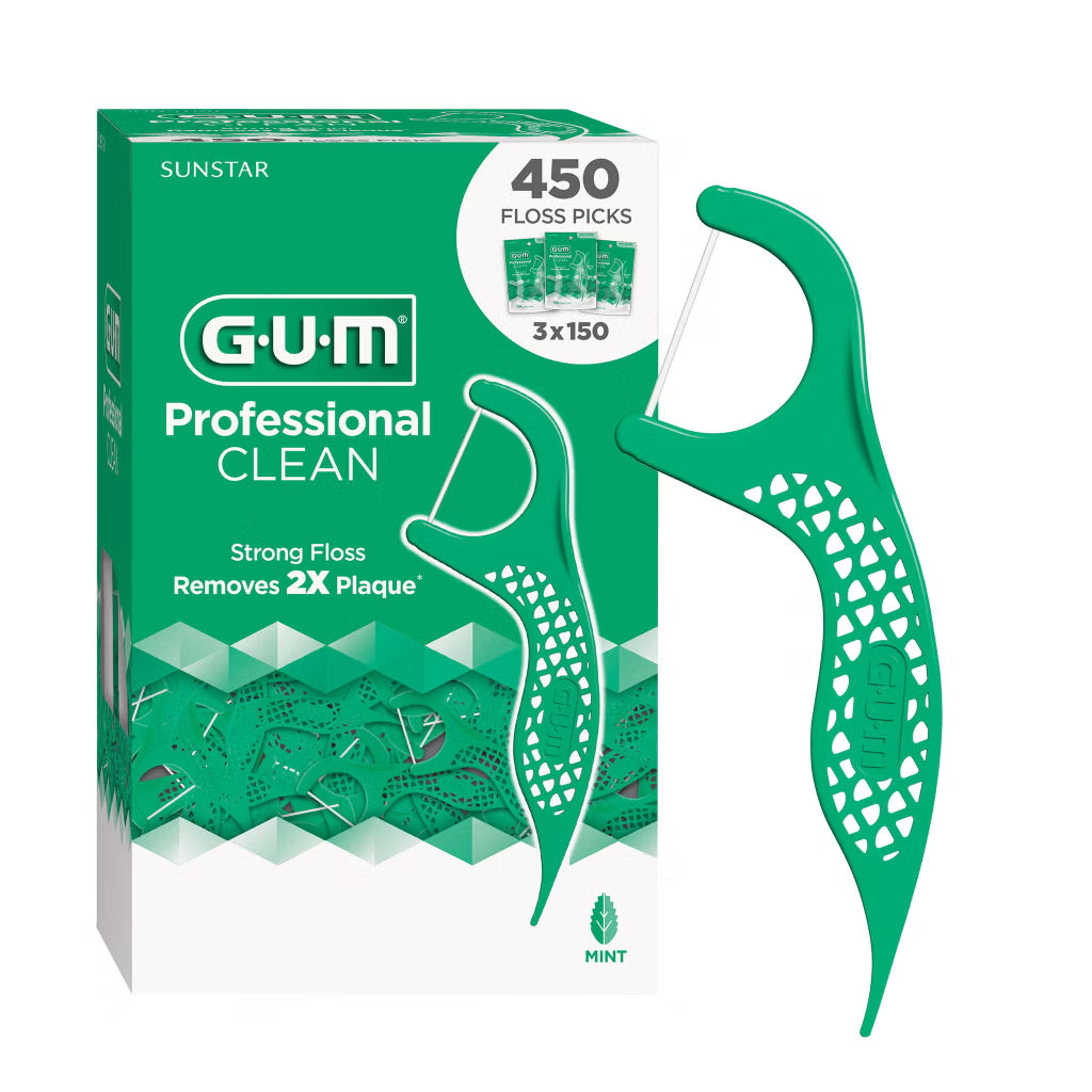 3 x GUM Professional Clean Floss Picks, 150-count