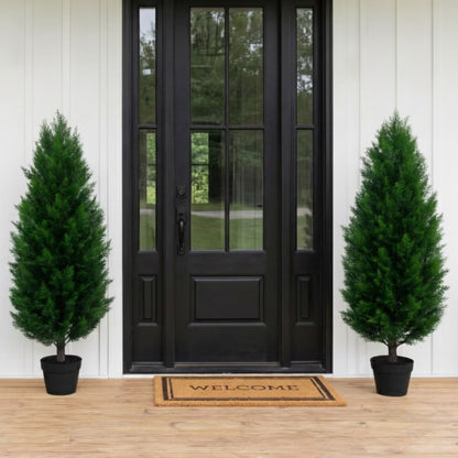 2 x Nearly Natural Faux 4' UV Resistant Cedar Tree Indoor and Outdoor