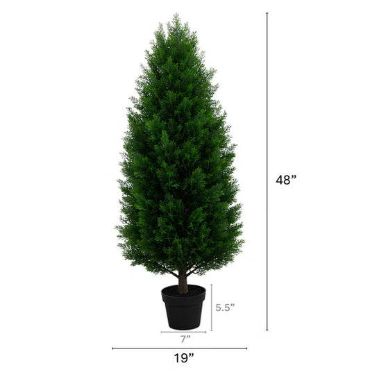 2 x Nearly Natural Faux 4' UV Resistant Cedar Tree Indoor and Outdoor