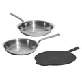 Made In 3-piece 5-ply Stainless Fry Pans with Universal Lid