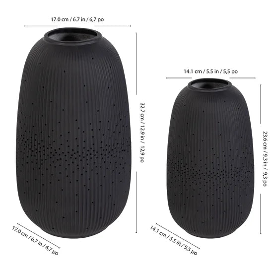Evergreen LED Porcelain Lantern, Set of 2 Black