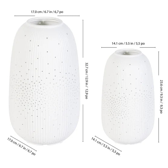Evergreen LED Porcelain Lantern, Set of 2 White