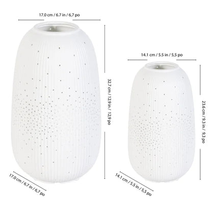 Evergreen LED Porcelain Lantern, Set of 2 White